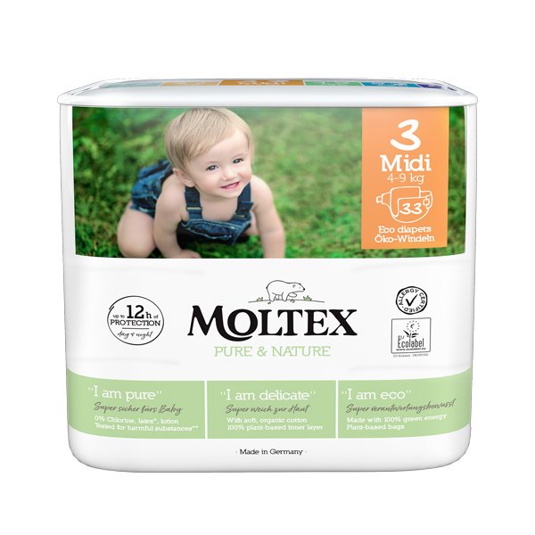 E-shop MOLTEX Pure&Nature Plienky jednorazové 3 Midi (4-9 kg)