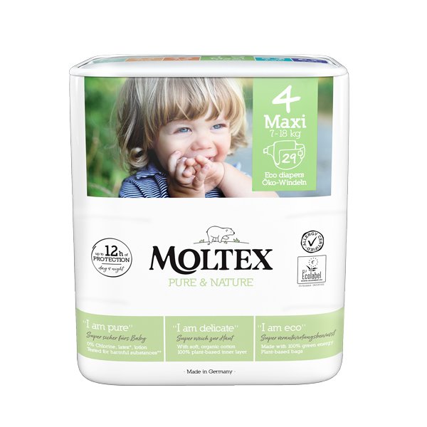 E-shop MOLTEX Pure&Nature Plienky jednorazové 4 Maxi (7-18 kg) 29 ks