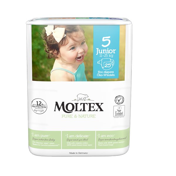 E-shop MOLTEX Pure&Nature Plienky jednorazové 5 Junior (11-25 kg) 25 ks