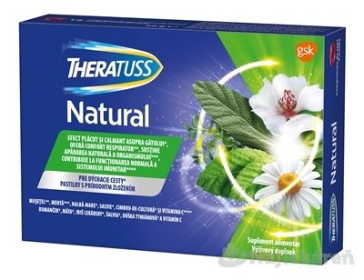 E-shop THERATUSS Natural malinové pastilky na suchý kašeľ 16 ks