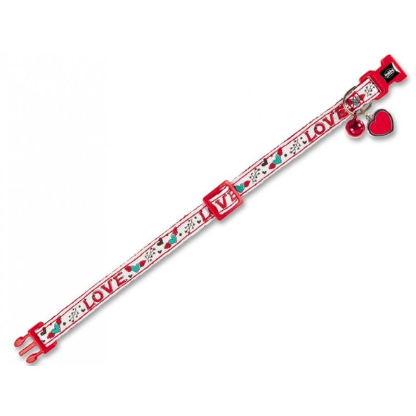 "Love" bielo-červený obojok pre mačku