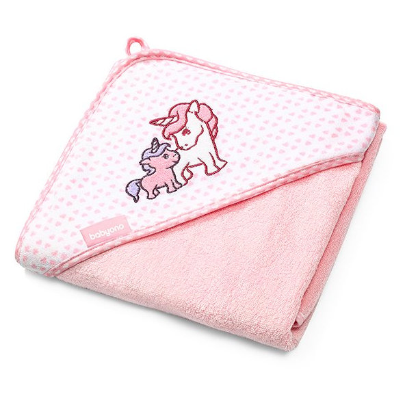 BABYONO Osuška s kapucňou Bamboo 100 x 100 cm - ružová