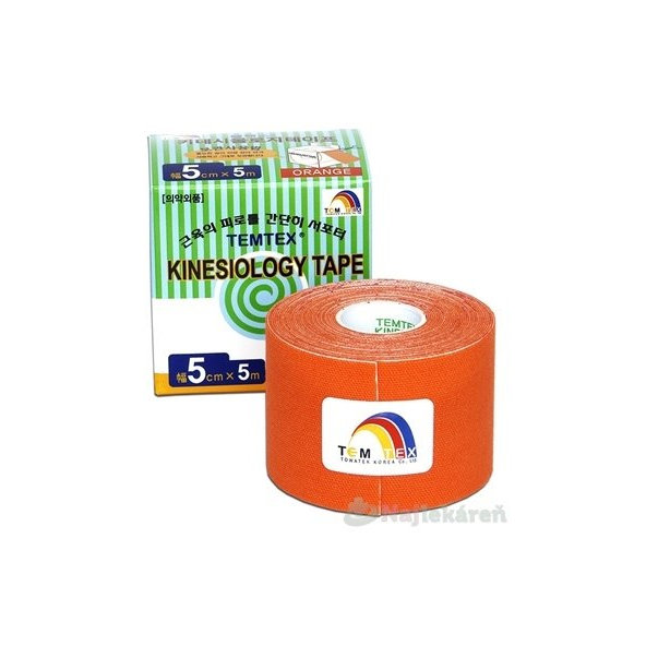 TEMTEX KINESOLOGY TAPE tejpovacia páska, 5cmx5m, oranžová 1ks