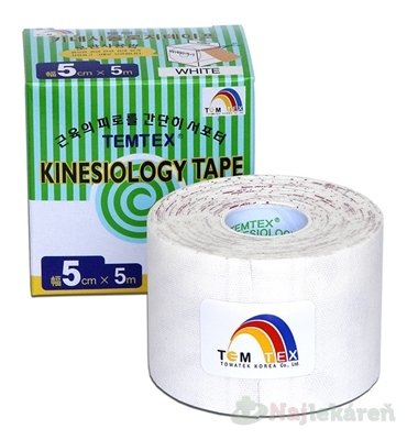 E-shop TEMTEX KINESOLOGY TAPE tejpovacia páska, 5cmx5m, biela 1ks