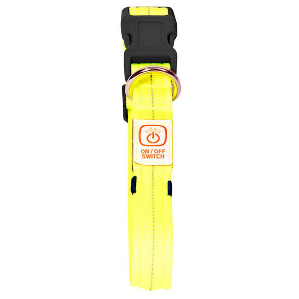 Obojok DUVO+ LED Svietiaci dog neónový žltý nylon 40-55cm/2,5cm
