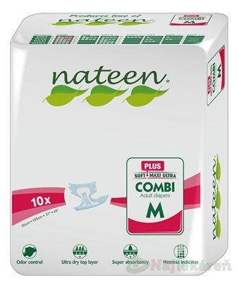 E-shop Nateen COMBI PLUS M plienky inkontinenčné, obvod bokov 95-125cm, savosť 2450ml, 10ks