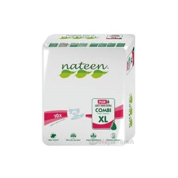Nateen COMBI PLUS XL plienky inkontinenčné, obvod bokov 130-175cm, savosť 3400ml, 10ks