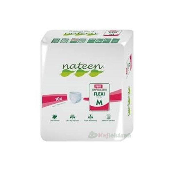 Nateen FLEXI PLUS M nohavičky plienkové, obvod bokov 90-130cm, savosť 2150ml, 10ks