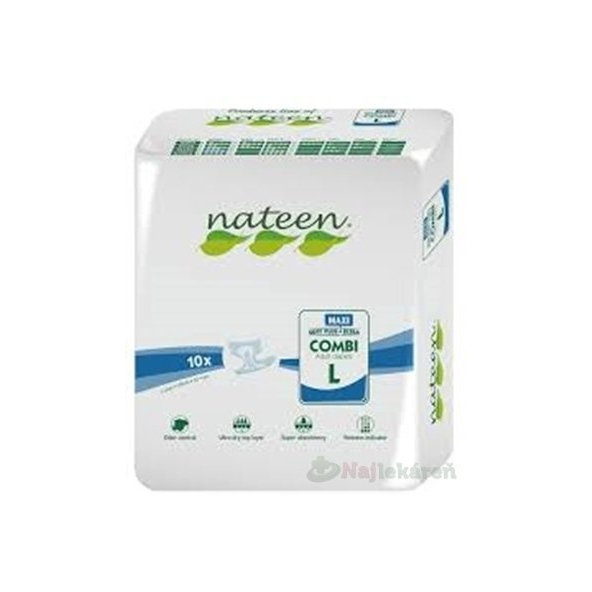 Nateen COMBI MAXI L  plienky inkontinenčné, obvod bokov 115-150cm, savosť 3450ml, 10ks