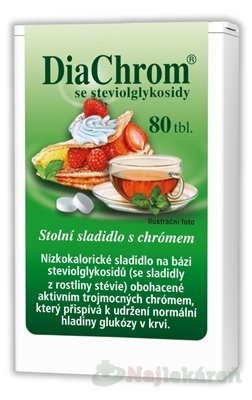 E-shop DiaChrom nízkokalorické sladidlo s glykozidmi steviolu 80 tbl