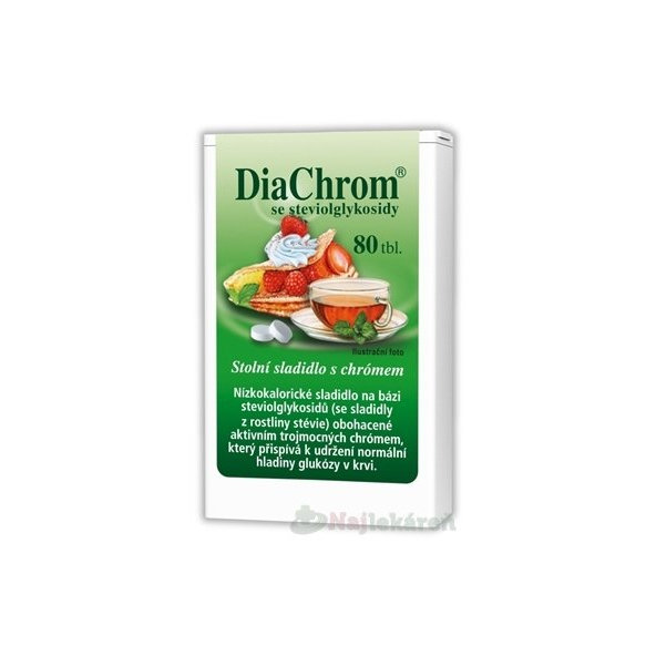 DiaChrom nízkokalorické sladidlo s glykozidmi steviolu 80 tbl