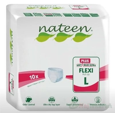 E-shop Nateen FLEXI PLUS L/XL nohavičky plienkové, obvod bokov 110-170cm, savosť 2550ml, 10ks