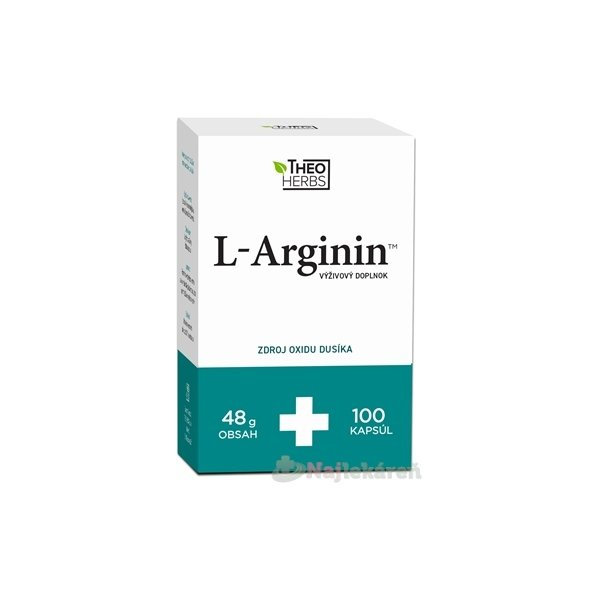 THEO HERBS L-Arginin, správna funkcia cievneho systému, 100cps