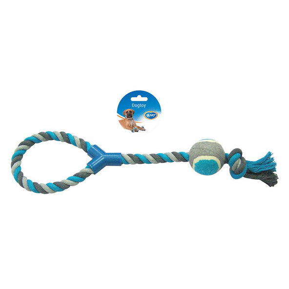 Hračka DUVO+ Lano s uzlom a tenisovou loptou na ťahanie bavlna 48cm
