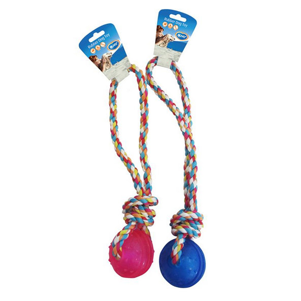 Hračka DUVO+ TPR Lopta gumená s pletencami so slučkou 37cm