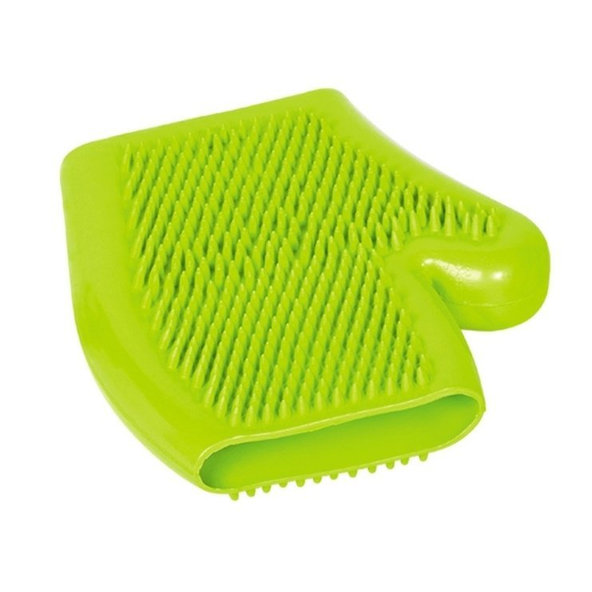 Gumená masážna rukavica pre psy a mačky zelená