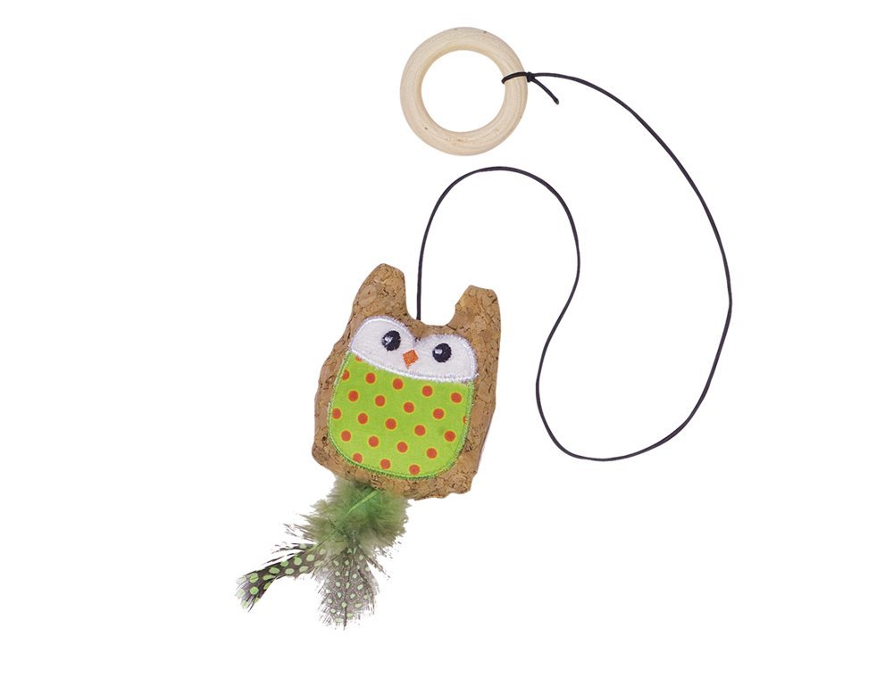 E-shop Korková sova s catnipom zelená hračka 55cm