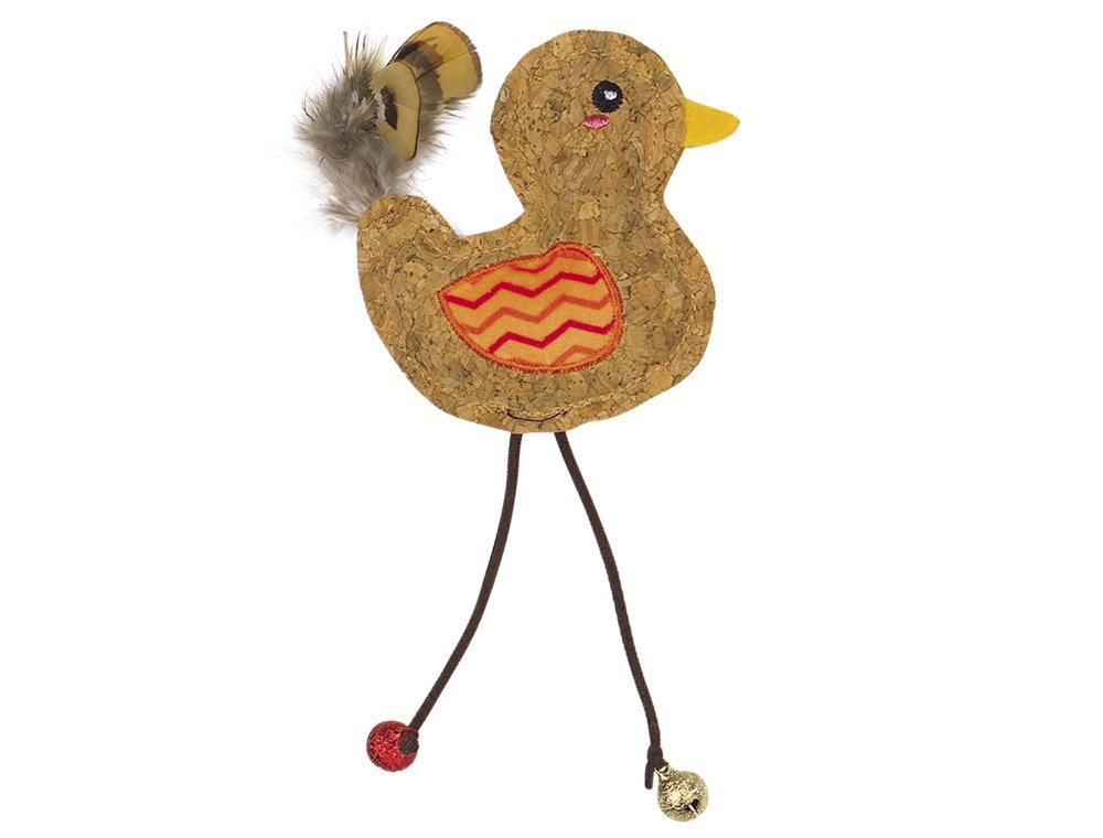 E-shop Korkový vtáčik s catnipom hračka oranžová 17cm