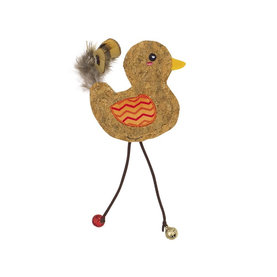 Korkový vtáčik s catnipom hračka oranžová 17cm