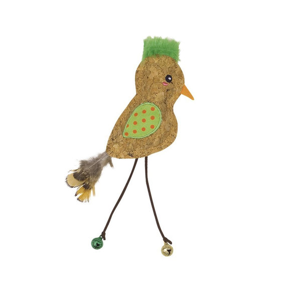 Korkový vtáčik s catnipom zelený hračka 21cm