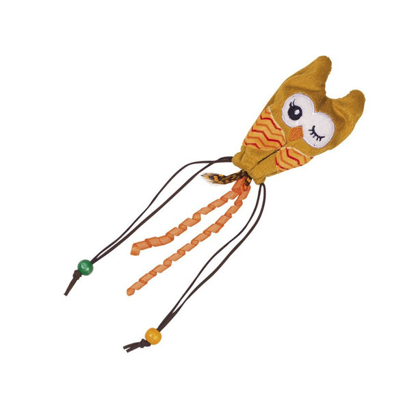 Plyšová sova pre mačky oranžová 25cm