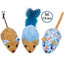 Plyšové myšky s catnipom modrá 12cm, Set 3ks