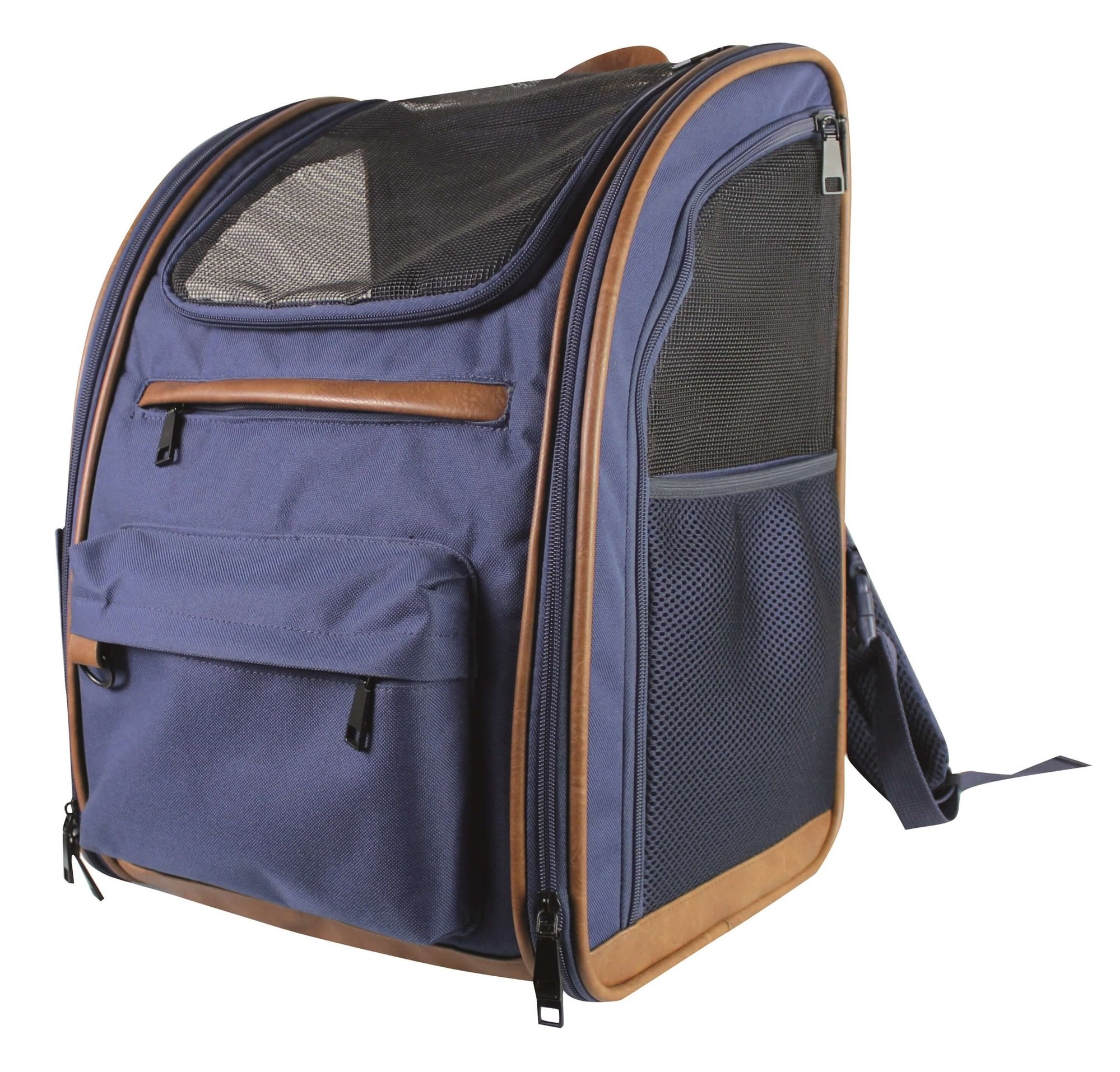 E-shop "Tomek" L prepravná taška modrá/hnedá 43x20x28cm