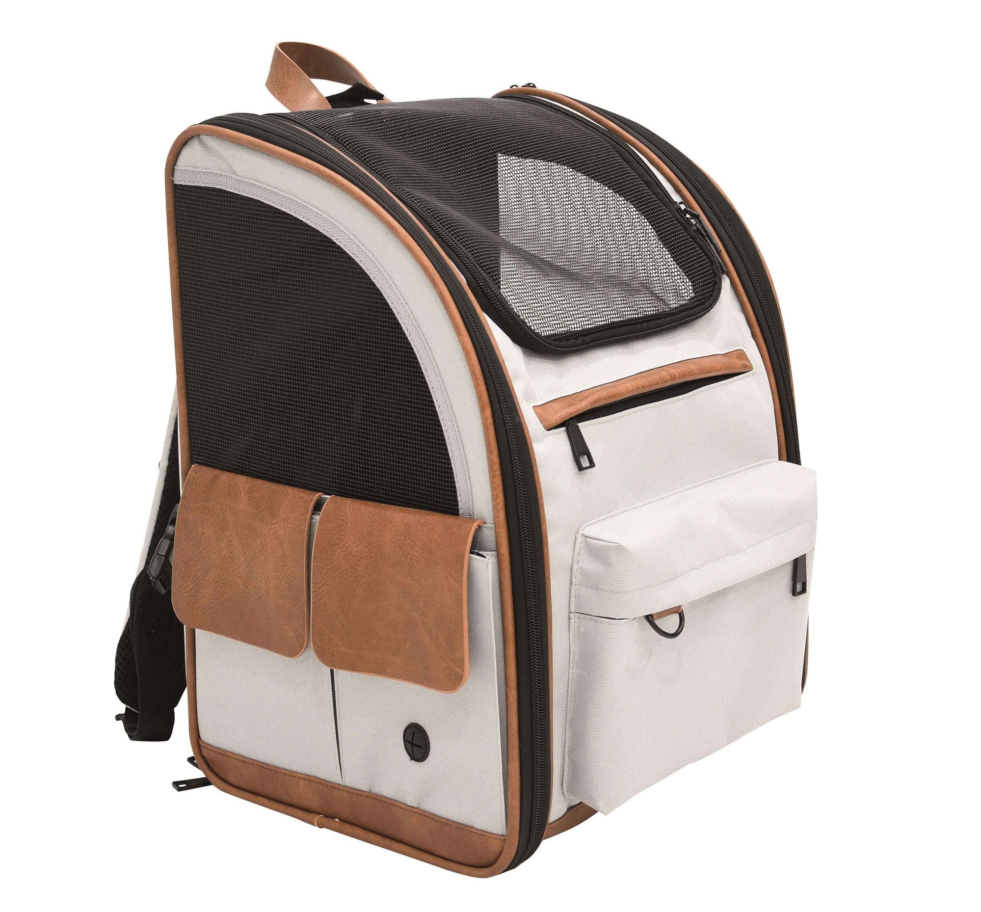 E-shop "Tomek" L prepravná taška svetlosivá/hnedá 43x20x28cm