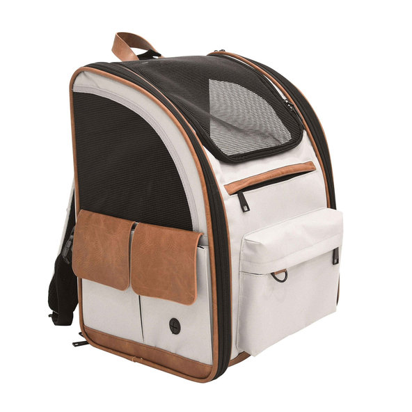 Prepravná taška pre psy a mačky "Tomek" L 43x20x28cm svetlosivá/hnedá