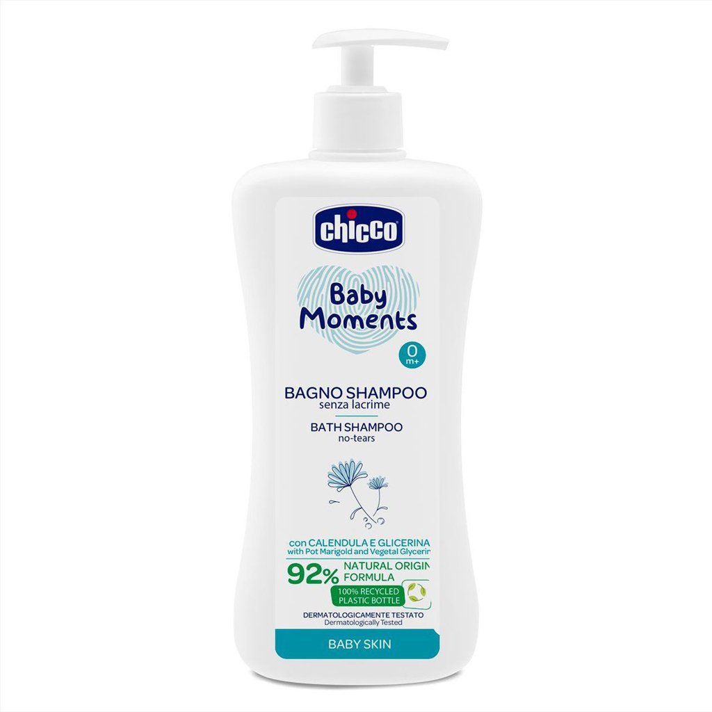 E-shop CHICCO Šampón na vlasy a telo s dávkovačom Baby Moments 92 % prírodných zložiek 750 ml