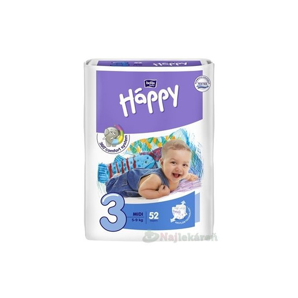 bella HAPPY 3 MIDI detské plienky (5-9 kg) 52 ks