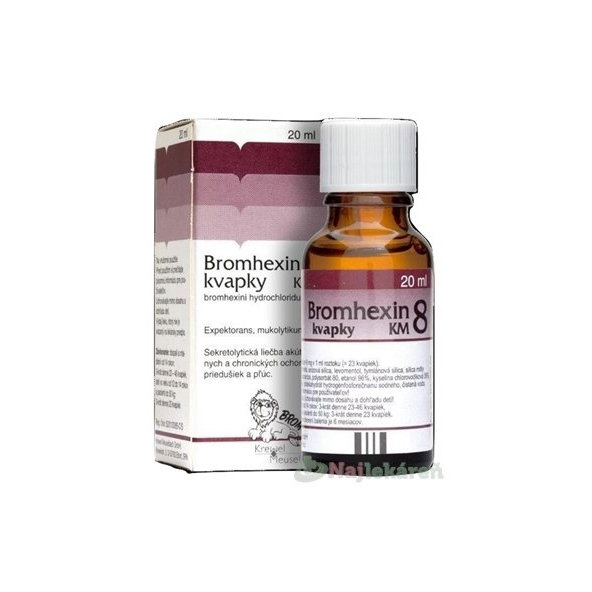 BROMHEXIN 8-KVAPKY KM na ochorenia priedušiek a pľúc 20 ml