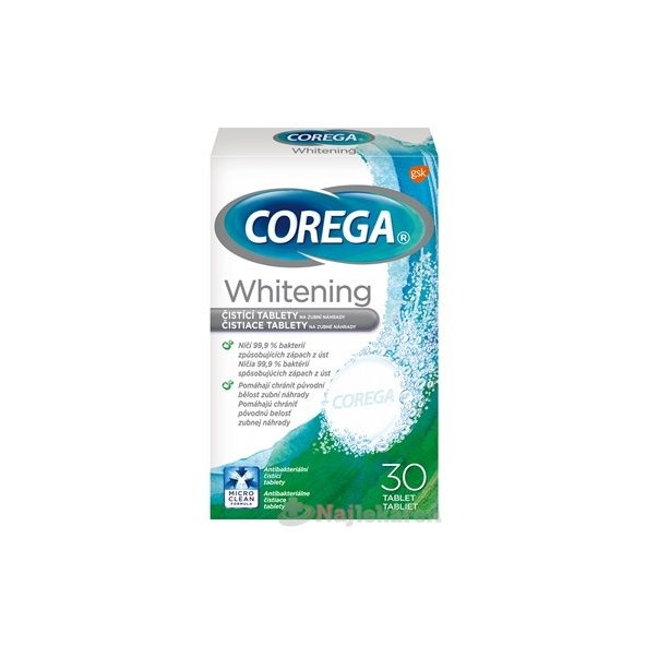 COREGA Whitening antibakteriálne čistiace tablety 30 ks