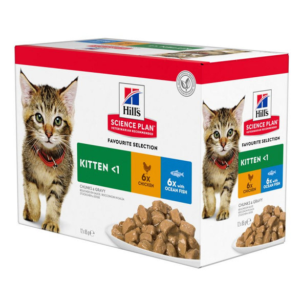 HILLS SP Feline Kitten KAPSIČKA Multipack morská ryba a kura 12x85g