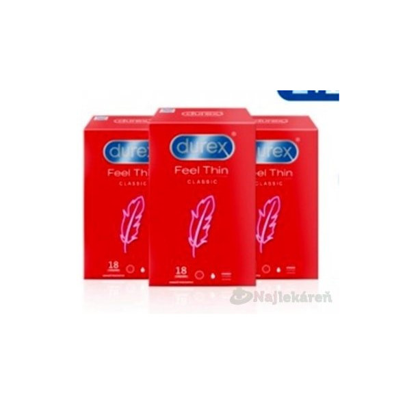 DUREX Feel Thin Classic kondóm (2+1) 3x18ks