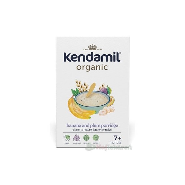 KENDAMIL BIO Nemliečna kaša so slivkami a banánom (od ukonč. 7. mesiaca) 150 g