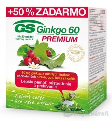 E-shop GS Ginkgo 60 PREMIUM výživový doplnok, 60ks