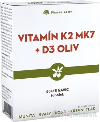 E-shop Pharma Activ Vitamín K2 MK7 + D3 OLIV, 60+15 cps