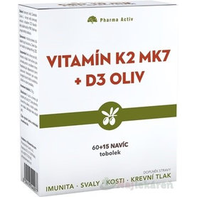 Pharma Activ Vitamín K2 MK7 + D3 OLIV, 60+15 cps