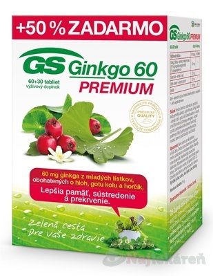 E-shop GS Ginkgo 60 PREMIUM výživový doplnok, 90ks