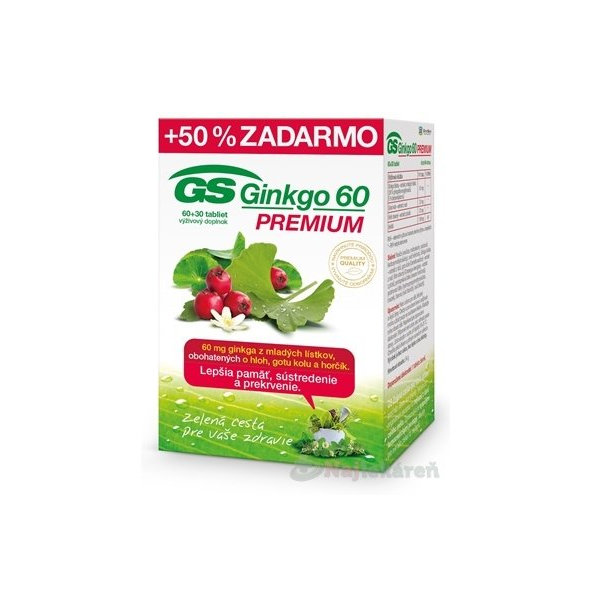 GS Ginkgo 60 PREMIUM výživový doplnok, 90ks