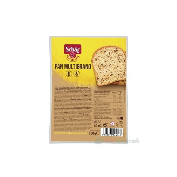 Schär PAN MULTIGRANO chlieb bezgluténový, zrniečkový, krájaný 250 g
