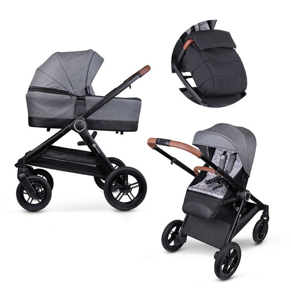 PETITE&MARS Kočík kombinovaný 2v1 Trails Ultimate Grey