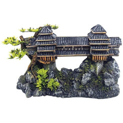 Dekorácia do akvária Ázíjsky most s rastlinami 26,5cm