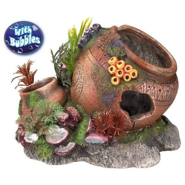 Váza s mušľami a rastlinami 17,5cm