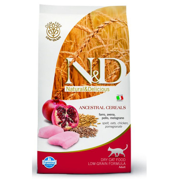 Farmina N&D cat AG adult, chicken, spelt, oats & pomegranate granule pre mačky 5kg
