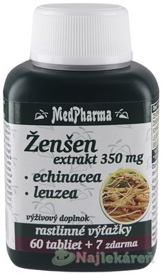 E-shop MedPharma ŽENŠEN 350 mg + Echinacea + Leuzeatbl 60+7 tabliet