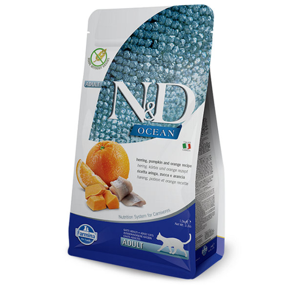 Farmina N&D cat OCEAN PUMPKIN (GF) adult, herring & orange granule pre mačky 1,5kg