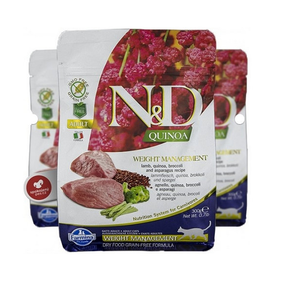 Farmina N&D cat QUINOA (GF) adult, weight managment, lamb granule pre mačky 0,3kg