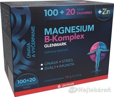 E-shop GLENMARK Magnesium B-Komplex + Zinok, 100+20 tbl